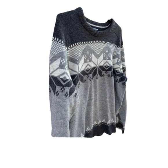 🌺LANDS’ END Gray Fair Isle Style Wool Blend Pullover Sweater Size Medium🌺 - Picture 2 of 3